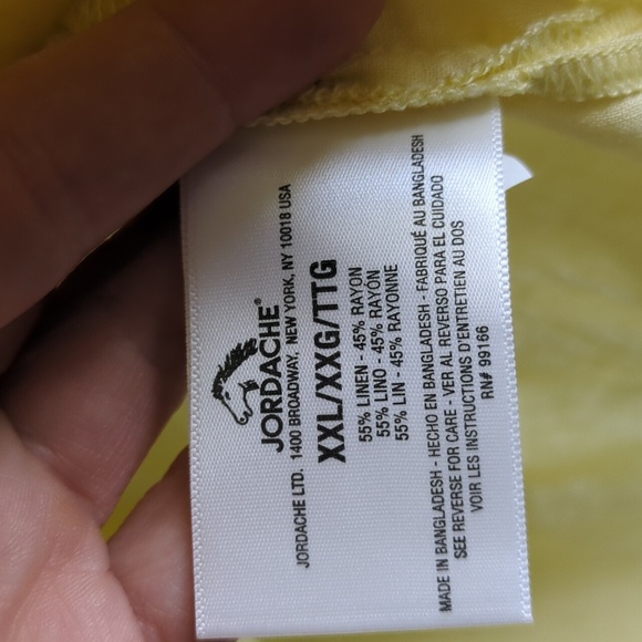 Jordache XXL Linen Blend Yellow Button-Up Tie Front Top - Picture 10 of 11